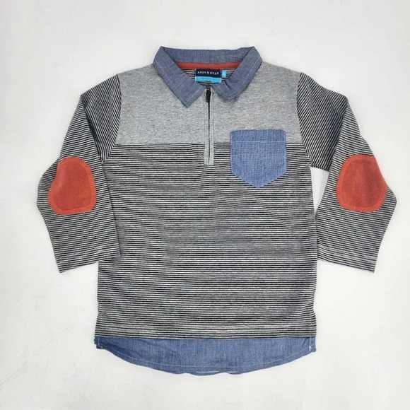 Andy & Evan Boys Long Sleeve Polo with Elbow Patches Size 3T - Picture 1 of 9
